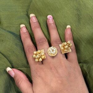 New | Indian Luxury Gold Two Finger Adjustable Ring
